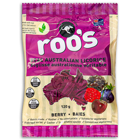 Roo's Australian Licorice Candy Berry 120g