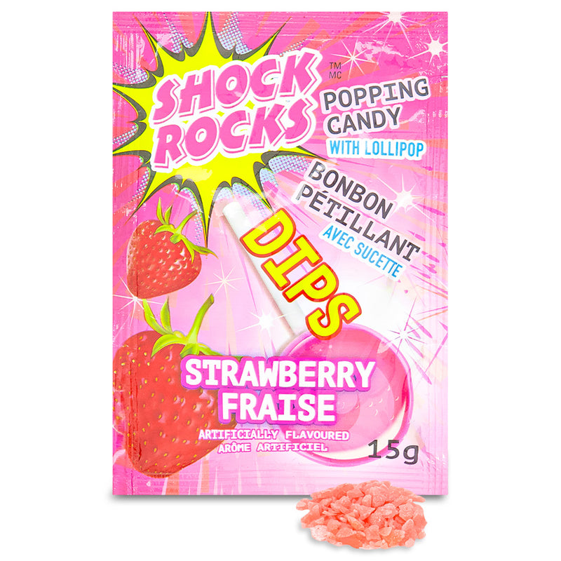 Shock Rocks Strawberry Dips Popping Candy with Lollipop - 15 g
