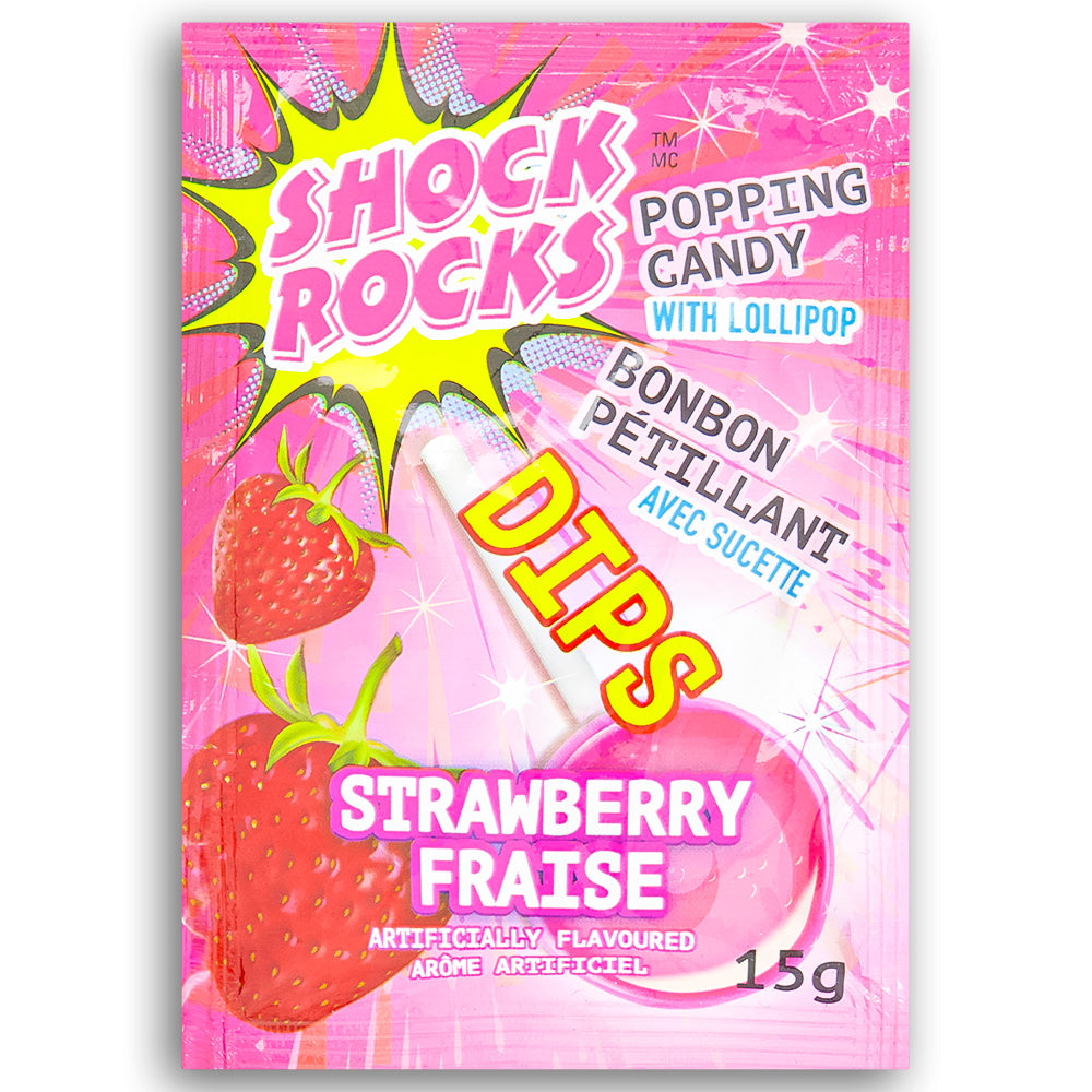 Shock Rocks Strawberry Dips Popping Candy with Lollipop - 15 g
