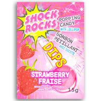 Shock Rocks Strawberry Dips Popping Candy with Lollipop - 15 g