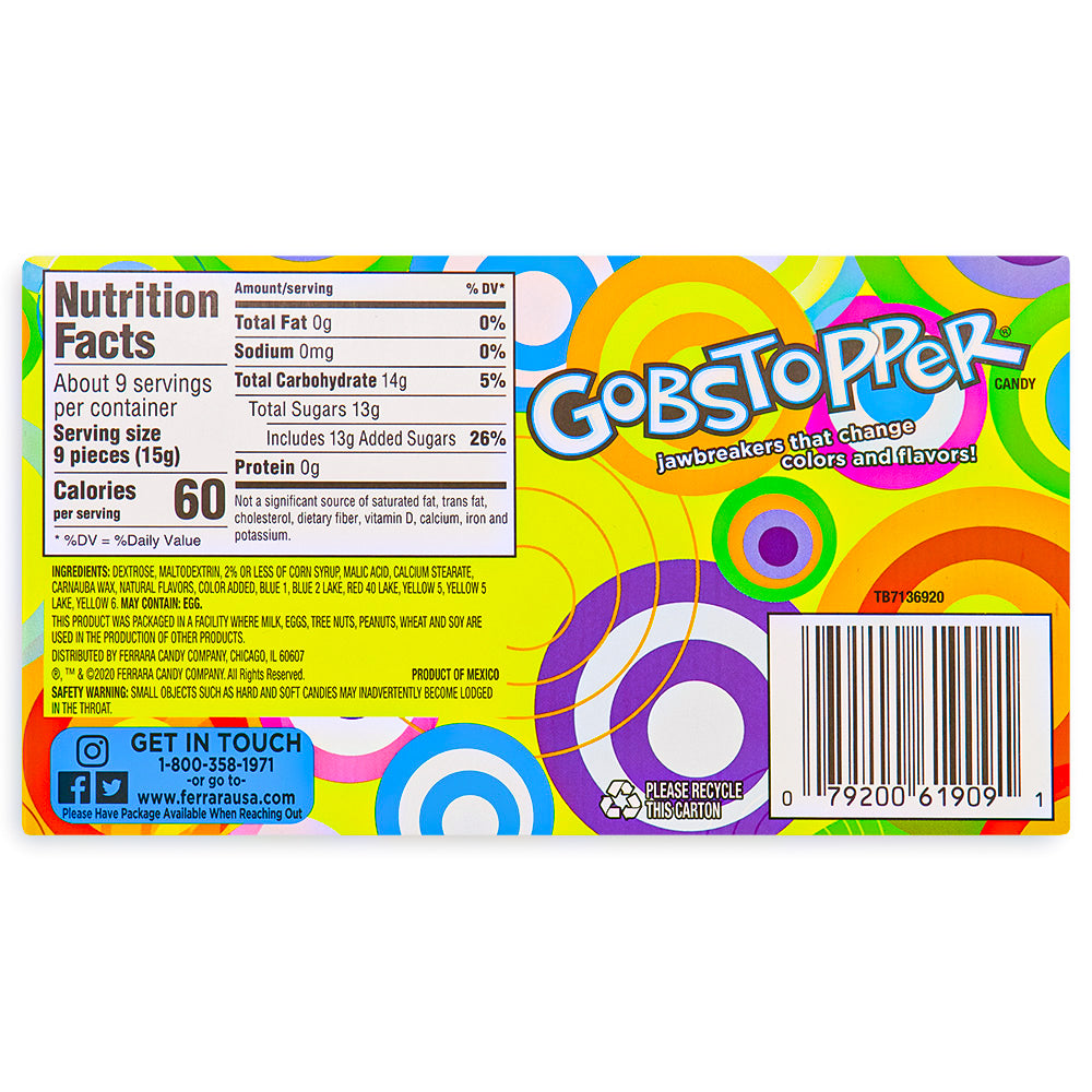 Gobstopper -Jawbreaker Candy - Theater Pack 5oz 5oz Front