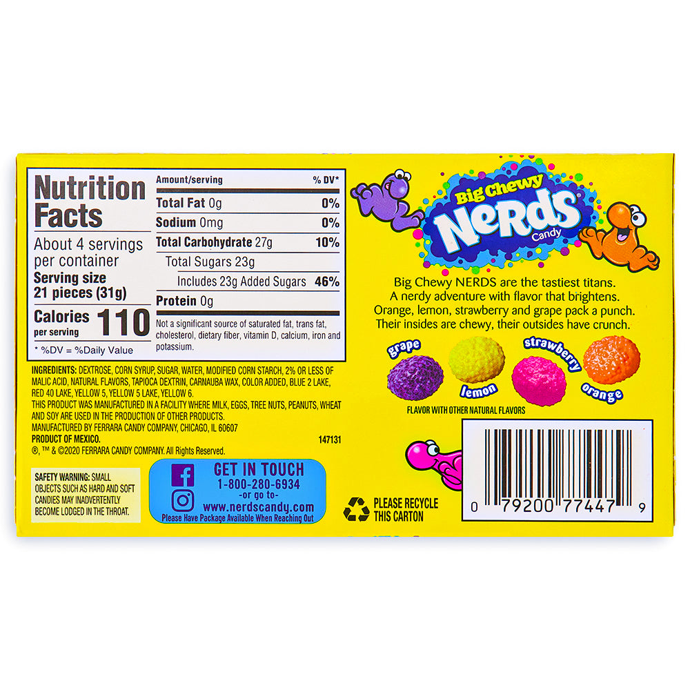 Nerds Big Chewy Theater Box 4.25oz Back
