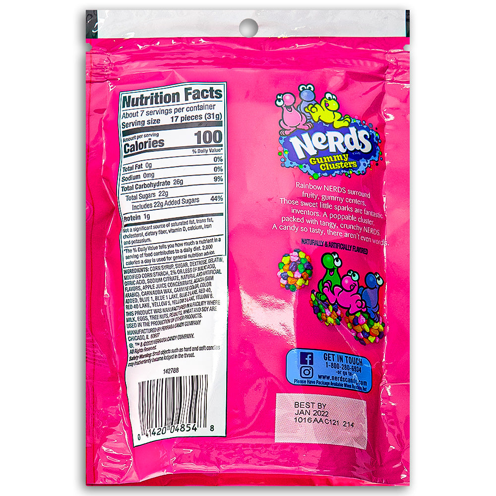 Nerds Gummy Clusters 8oz Back Ingredients