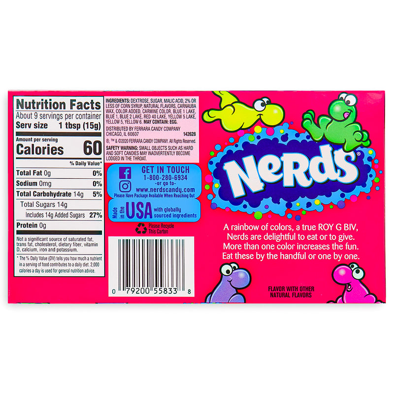 Nerds Candy - Rainbow Theatre Pack 5 oz Back