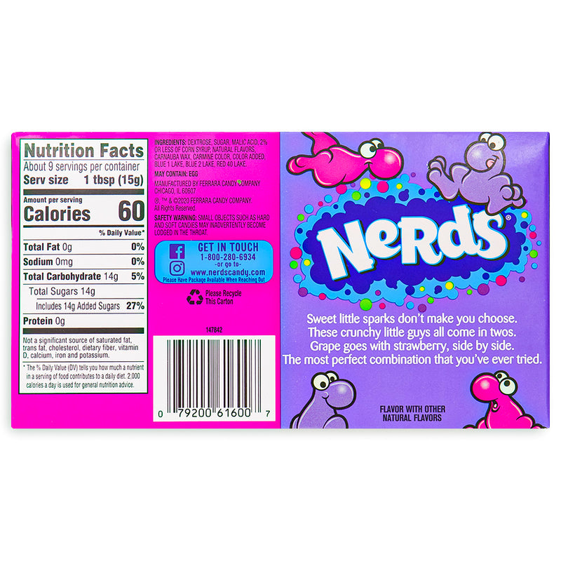 Nerds Candy Strawberry & Grape Theater Pack 5oz Back