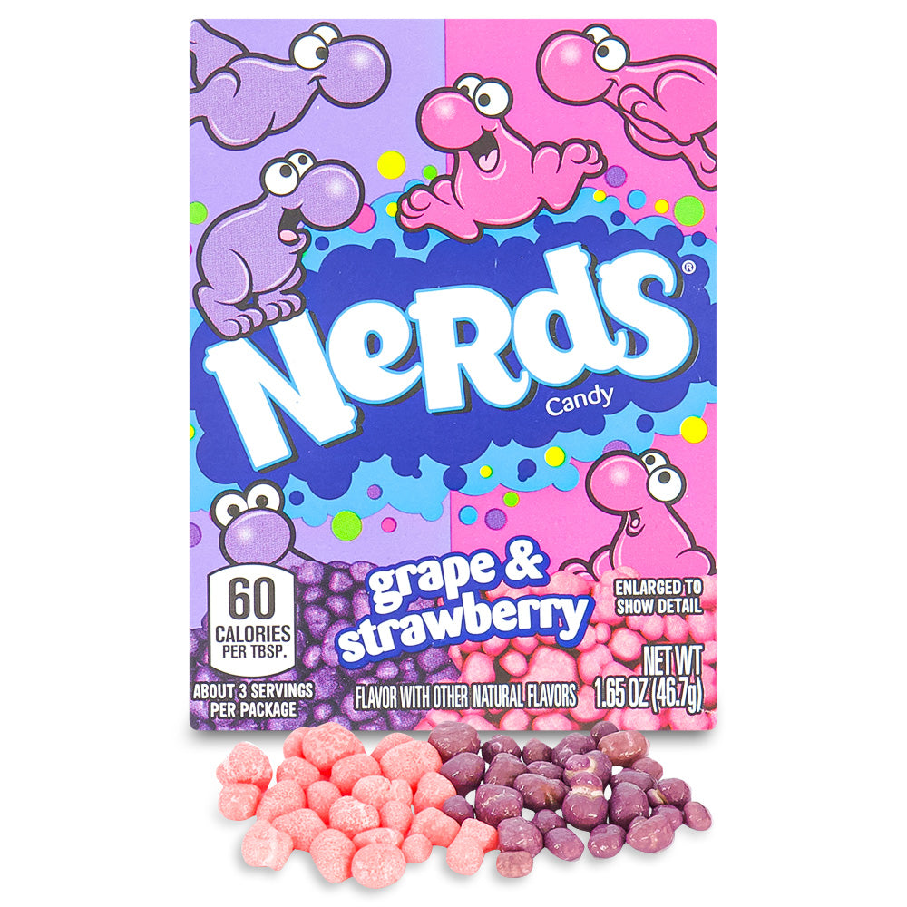 Nerds Candy Grape & Strawberry 1.65 oz - willy wonka - nerds candy - retro candies