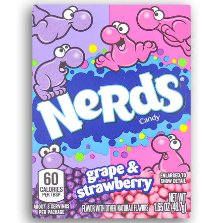 Nerds Candy Grape & Strawberry 1.65 oz  Front - willy wonka - nerds candy - retro candies
