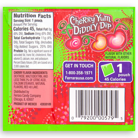 Lik-M-Aid Fun Dip Candy .43 oz Back Ingredients
