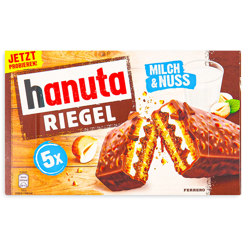 Hanuta Milch and Nuss Riegel 5 Pack 172.5g Front