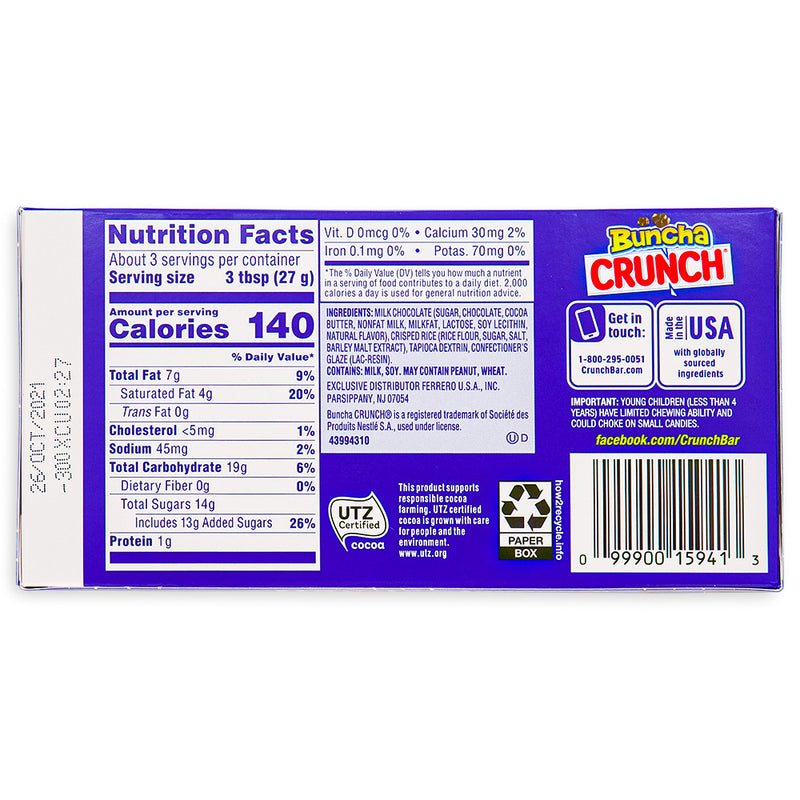 Buncha Crunch Theater Pack | Old Fashioned Candy-1930s Movie time Candy Back