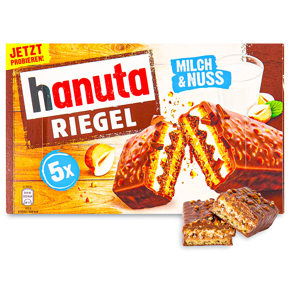 Hanuta Milch and Nuss Riegel 5 Pack 172.5g