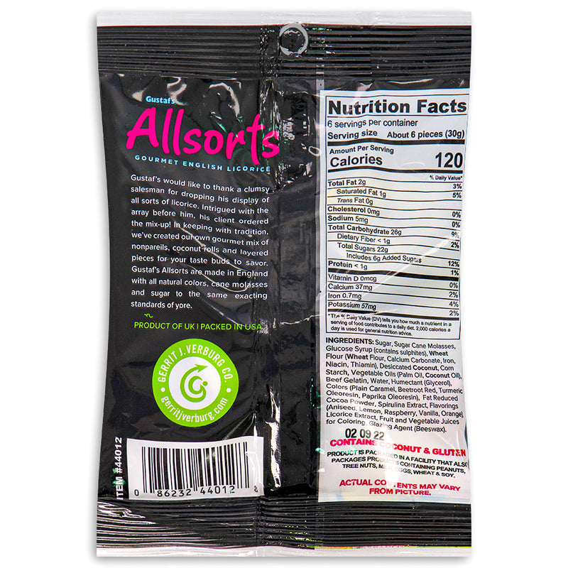 Gustaf's Allsorts Licorice Candies 6.3 oz Back