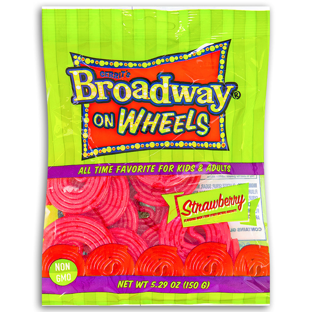 Gerrit's Broadway on Wheels Strawberry Licorice Wheels Front
