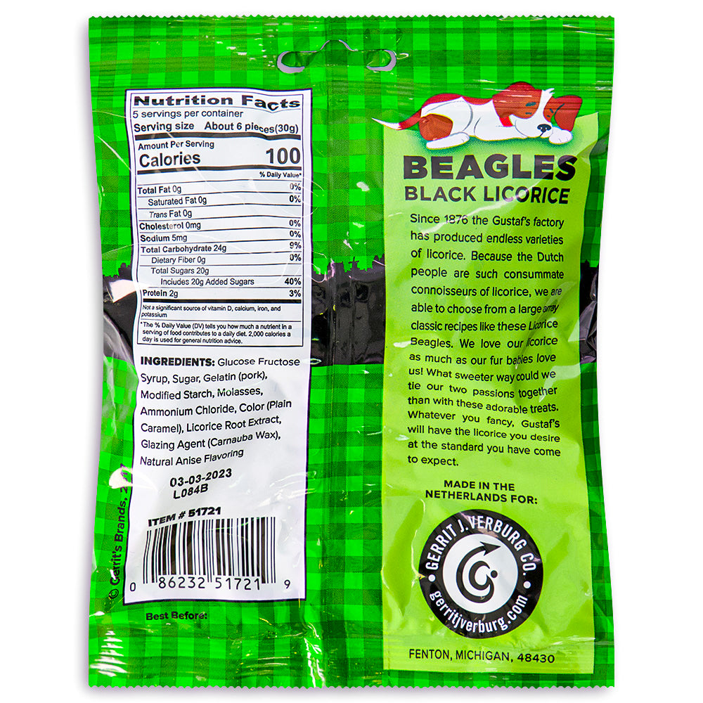 Gustaf's Dutch Licorice Beagles Candy 150 g Back