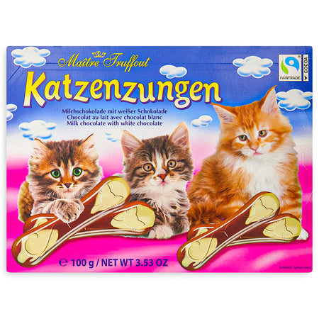Katzenzungen (Cat Tongues) Milk and White Chocolate 100g Front