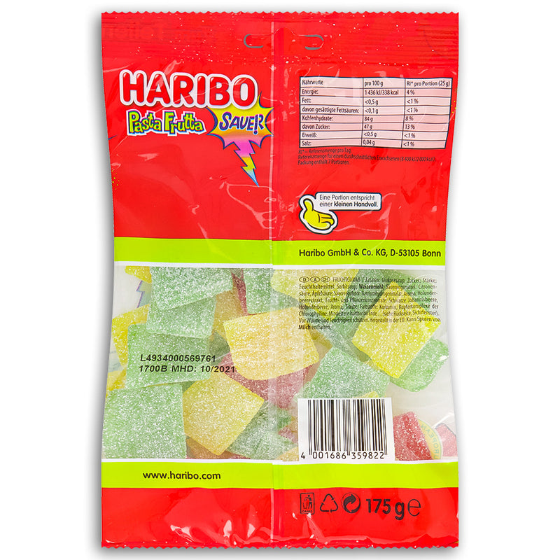 Haribo Pasta Frutta 175g Back Ingredients