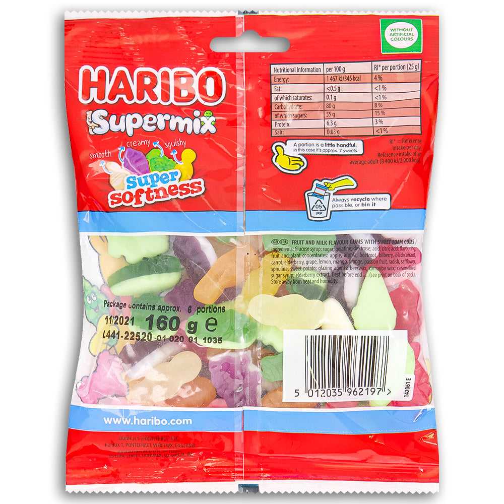 Haribo Super Mix UK 160g Back Ingredients