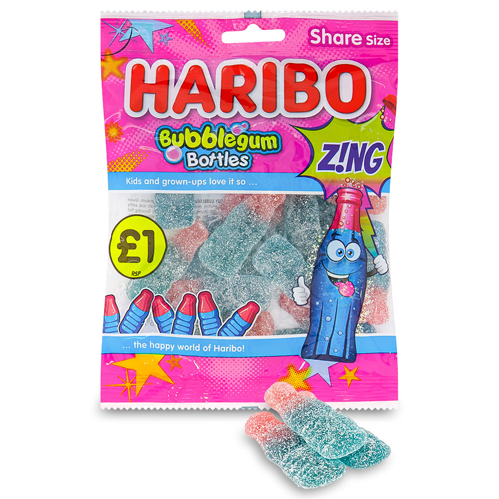 Haribo Fizzy Bubblegum Bottles UK 160g