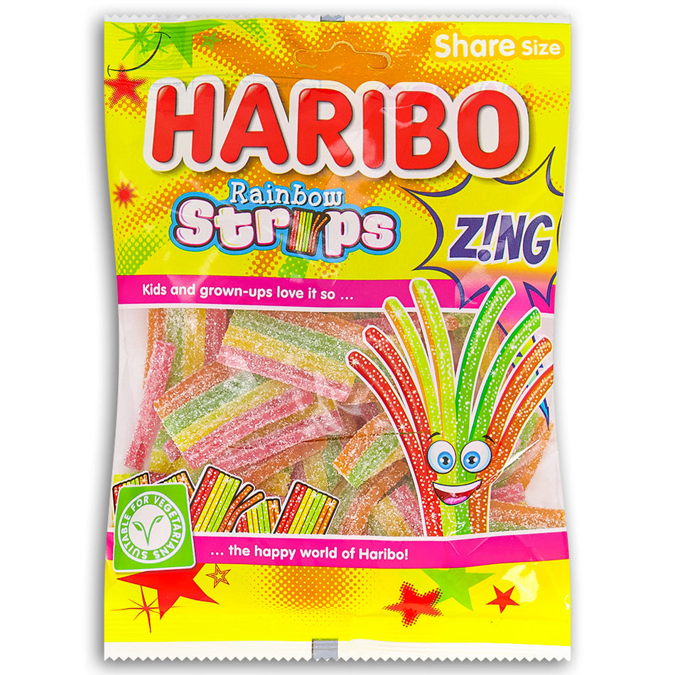 Haribo Rainbow Strips Zing 130g Front