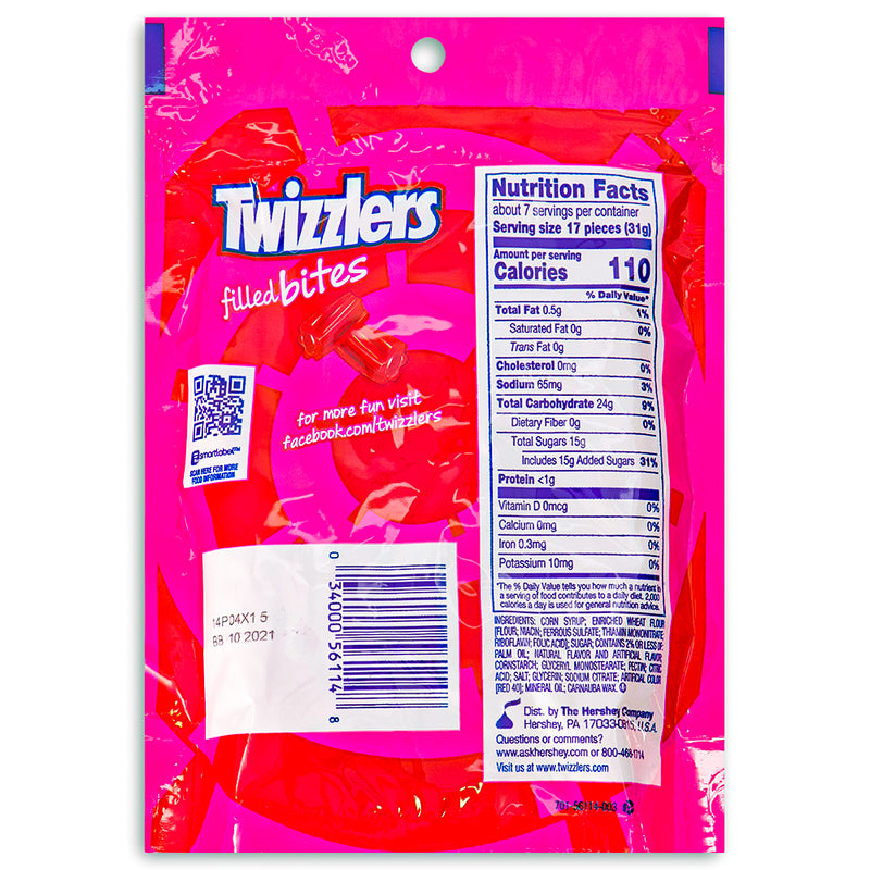 Twizzlers Strawberry Filled Bites 8oz Back