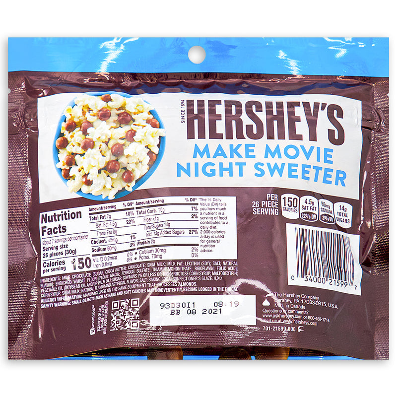 Hershey Milk Chocolate Cookie Bites Pouch 7.5oz Back