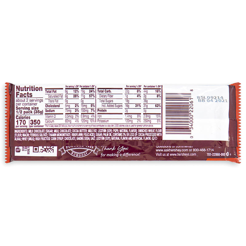 Hershey's Cookies 'N' Chocolate King Size 70g Back