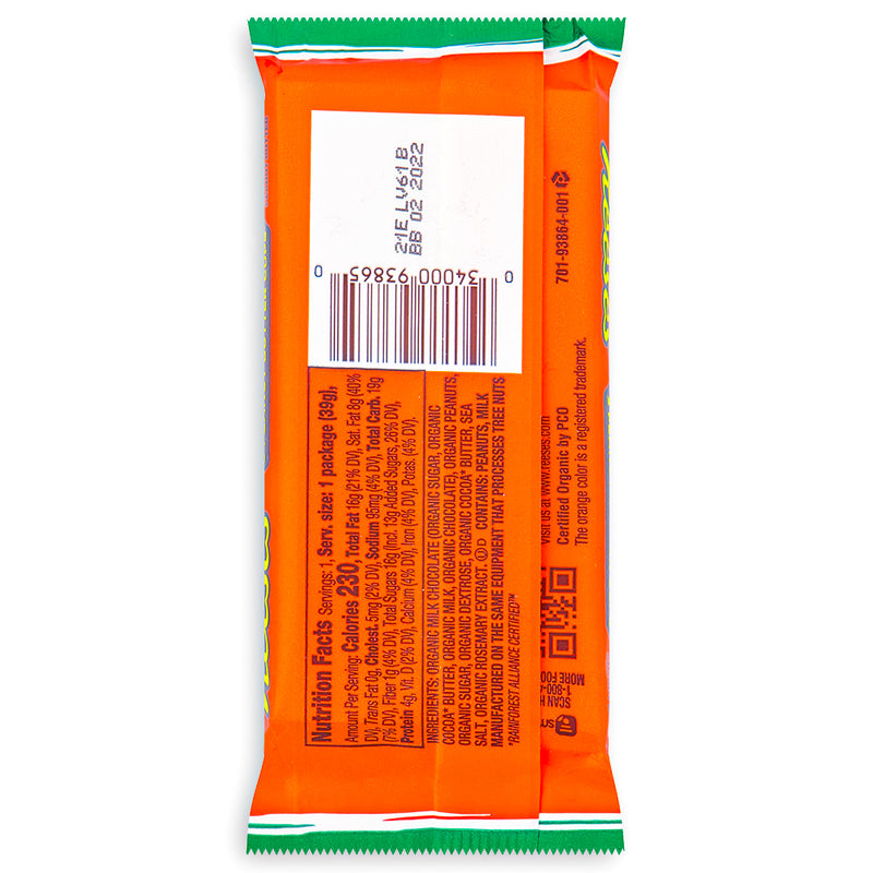 Reese's Organic Milk Chocolate Peanut Butter Back