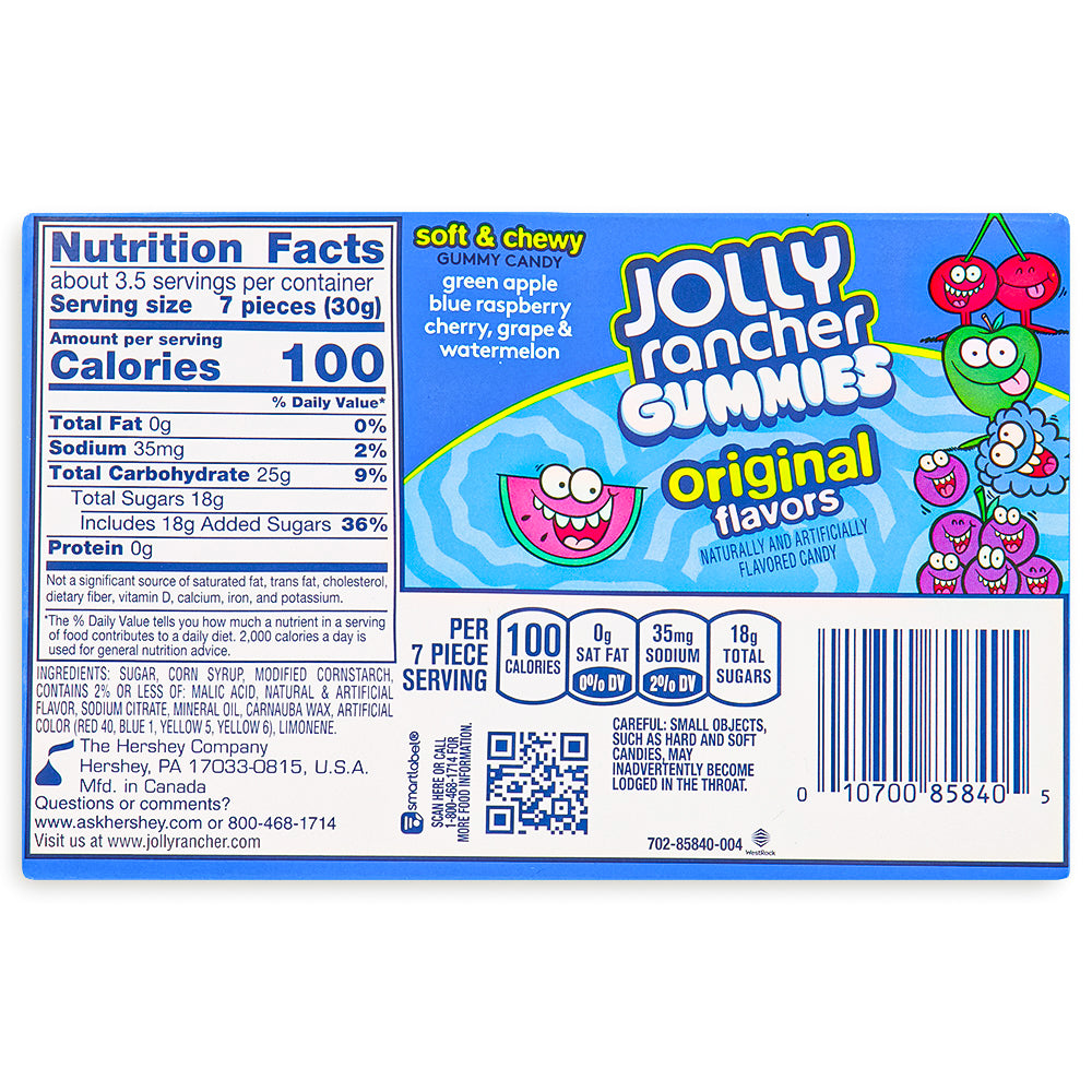 Jolly Rancher Gummies Original Flavors Theater Pack 3.5 oz Back