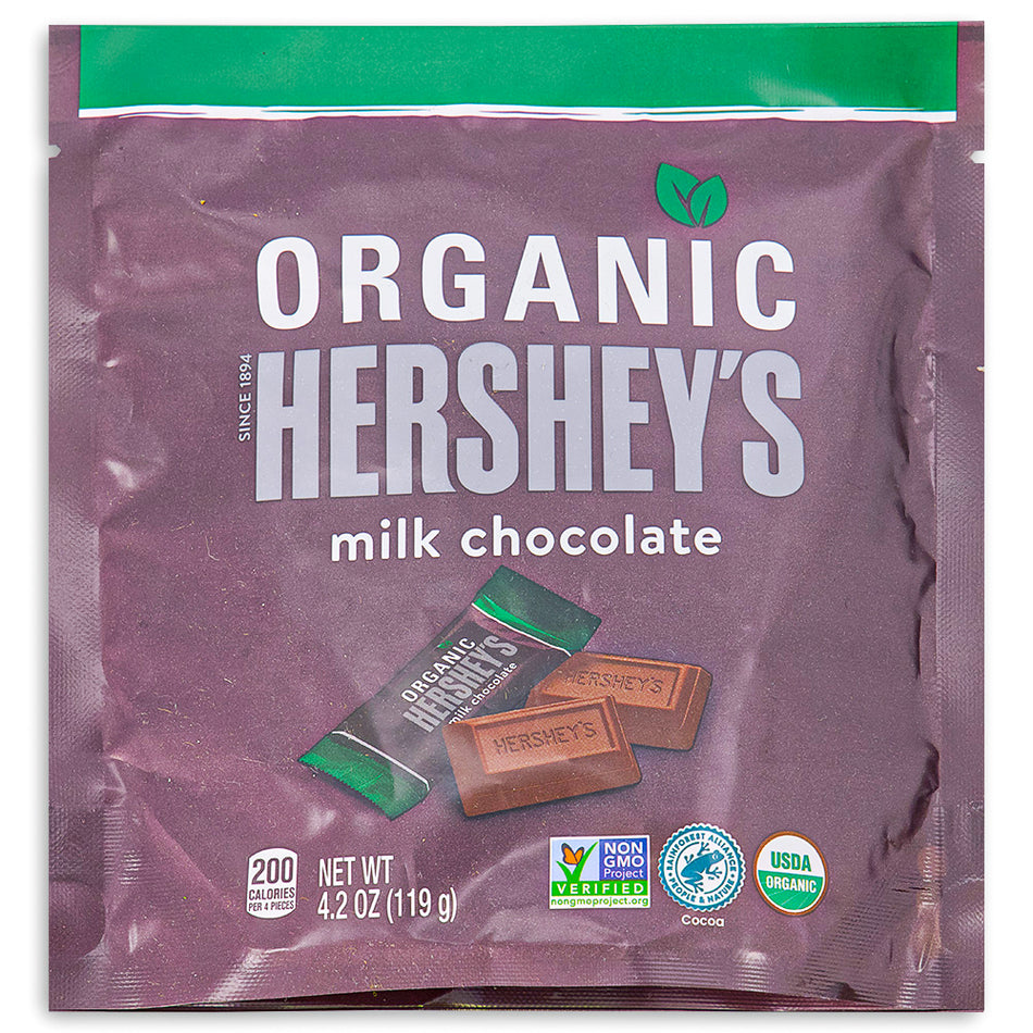 Hershey's Organic Milk Chocolate Stand-Up Bag 119 g Front