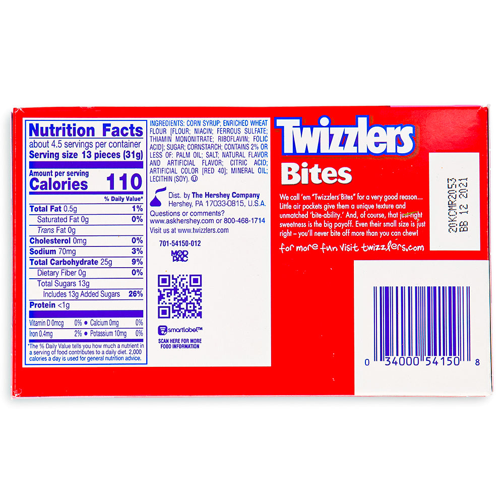 Twizzlers Bites Cherry Theater Pack 5oz Back