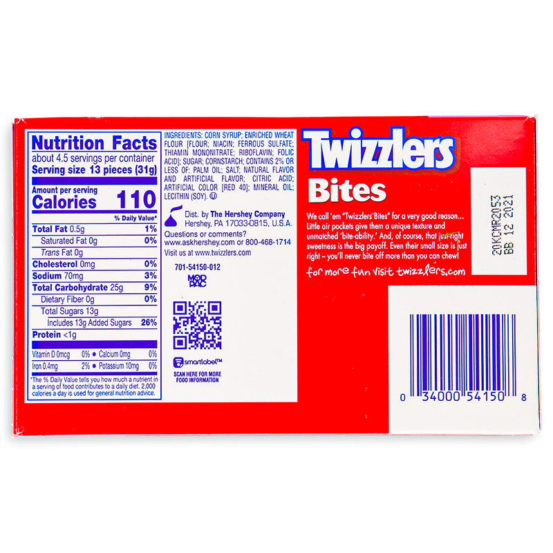 Twizzlers Bites Cherry Theater Pack 5oz Back