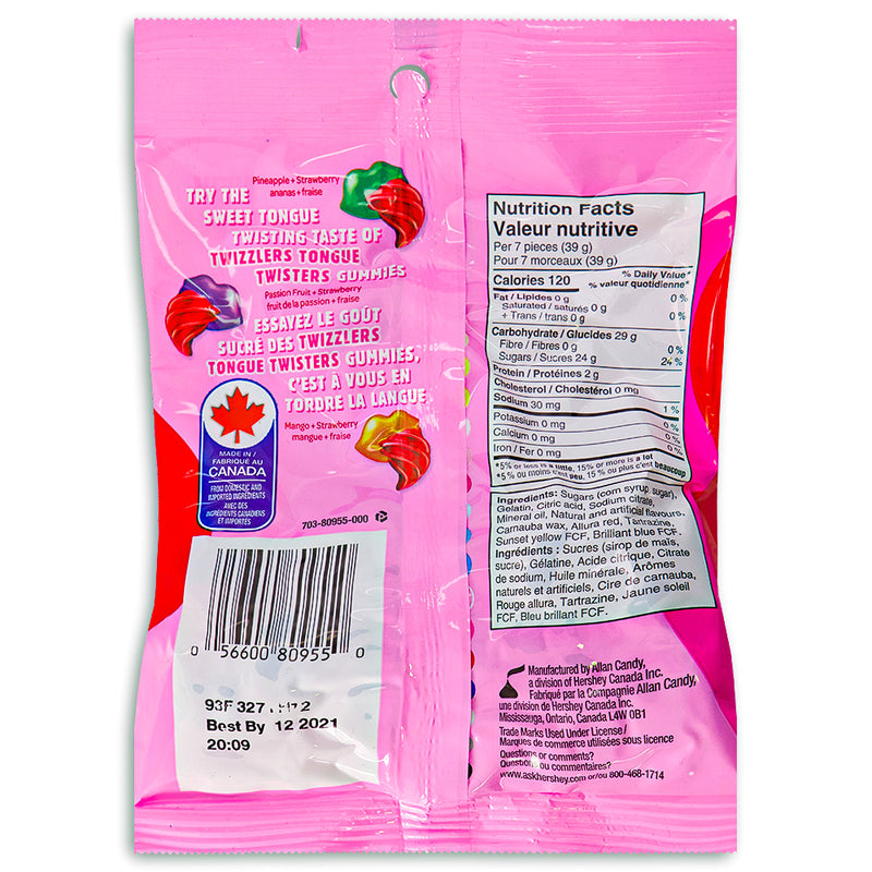 Twizzlers Gummies Sweet Tongue Twisters 182g Back