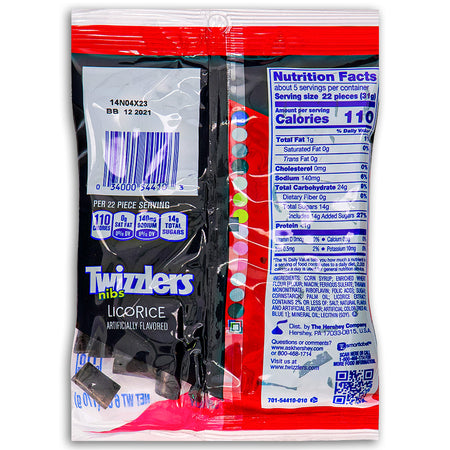 Twizzlers Nibs Black Licorice Candy 6oz Back