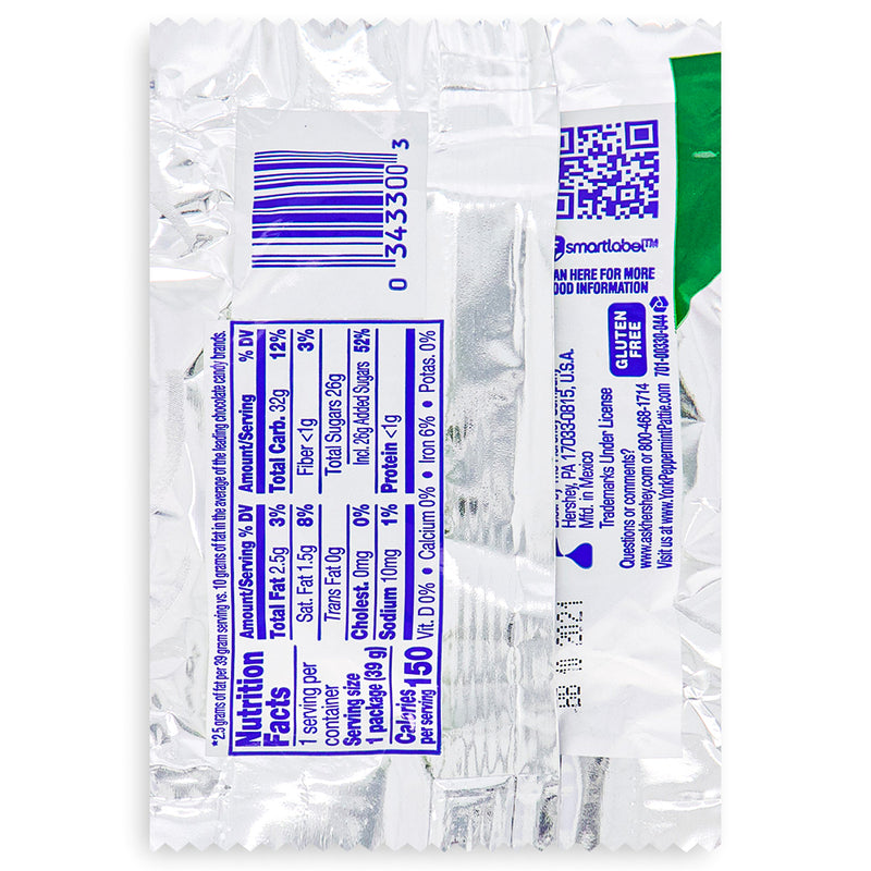 York Peppermint Pattie 39 g Back York Peppermint Patty