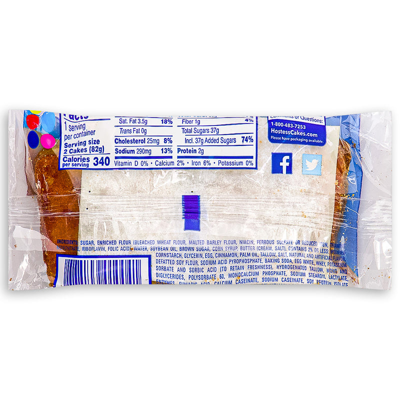 Hostess Coffee Cakes Cinnamon Streusel Cake 2 Pack 82g back Ingredients