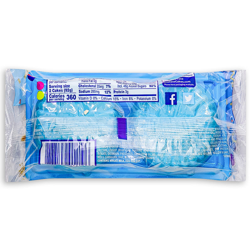 Hostess Birthday Cupcakes 2 Pack 3.27oz Back Ingredients