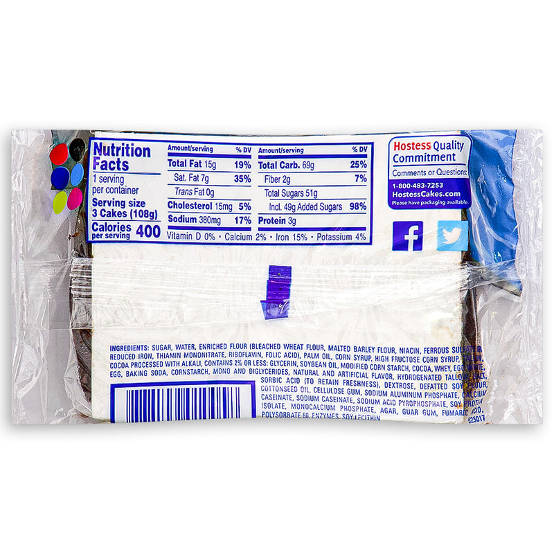 Hostess Zingers Iced Devil's Food 3 Pack 3.81oz back Ingredients