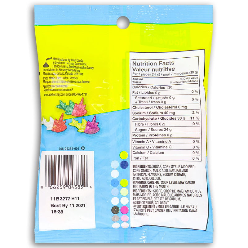 Jolly Rancher Misfits Gummies Tropical Uni-Sharks 182 g Back Ingredients
