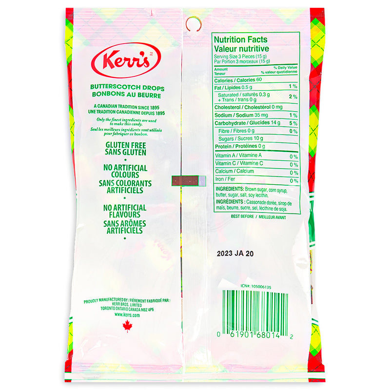 Kerr's Classic Tartan Butterscotch Drops 150g Back