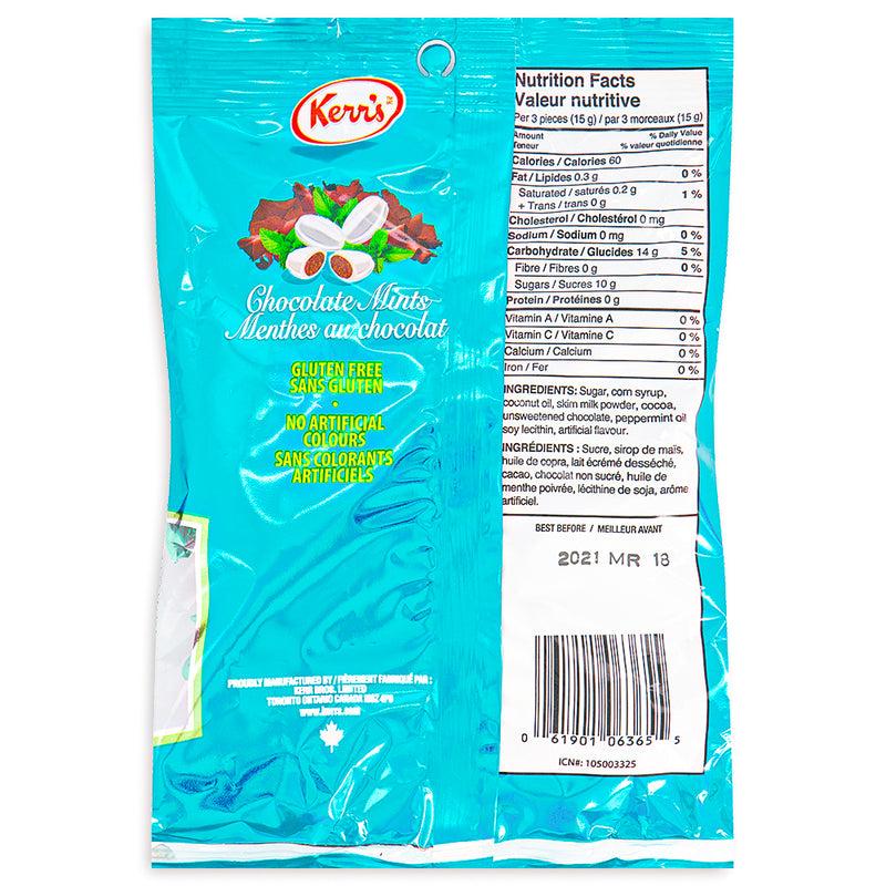 Kerr's Chocolate Mints 175g Back