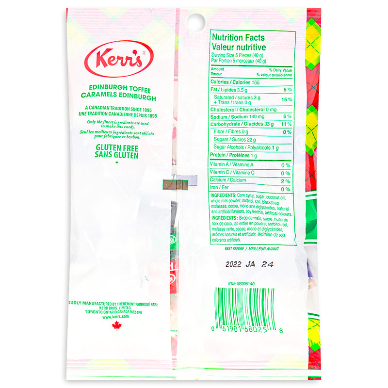 Kerr's Classic Tartan Edinburgh Toffee 150g Back