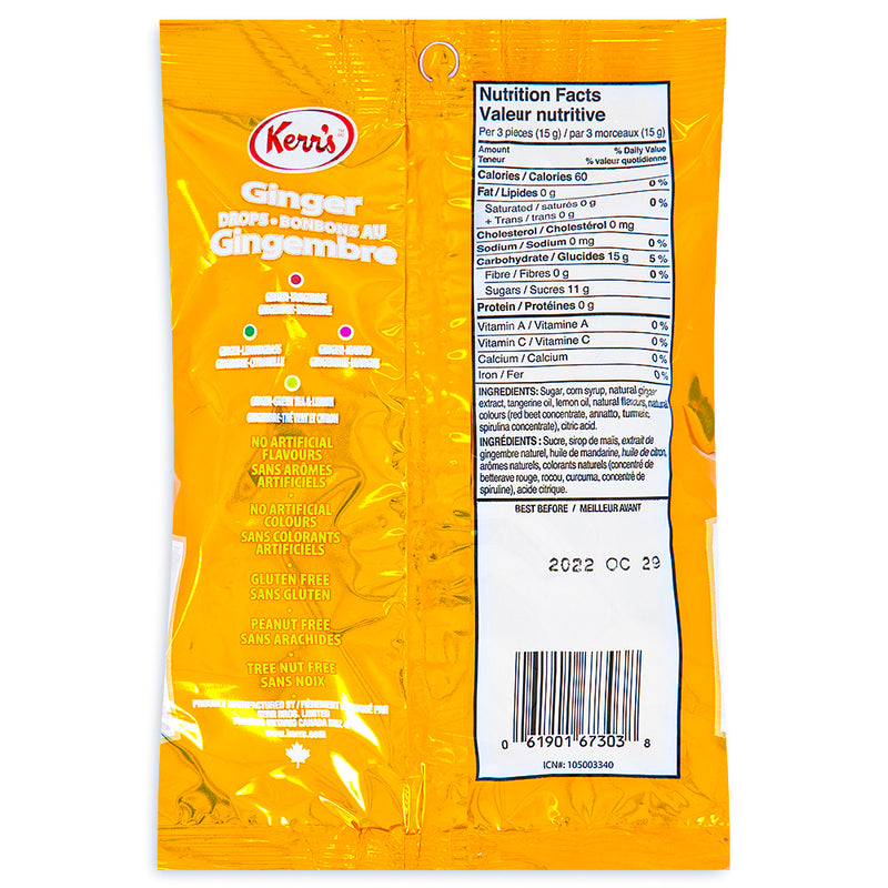 Kerr's Ginger Drops 200g Back