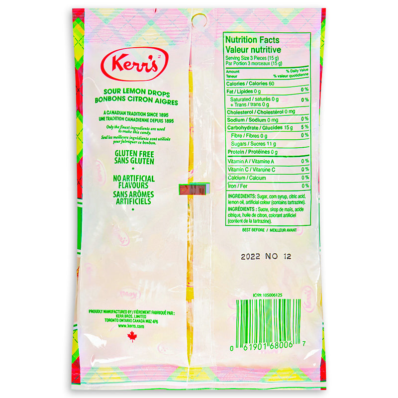 Kerr's Classic Tartan Sour Lemon Drops 180g Back
