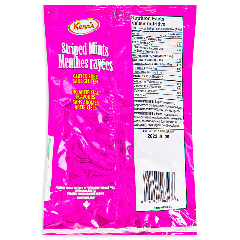 Kerr's Striped Mints 200g Back