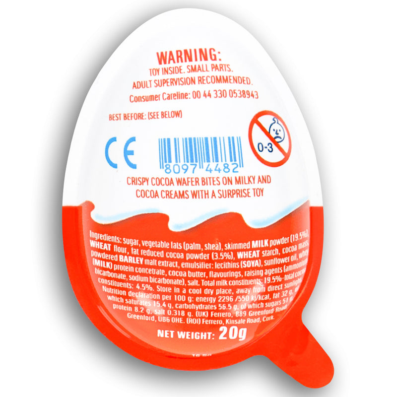 Kinder Joy UK 20g Back Ingredients