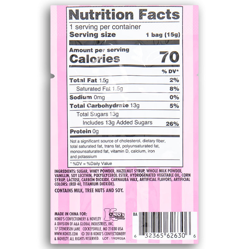 Cupcake Popping Candy 15g Back Ingredients