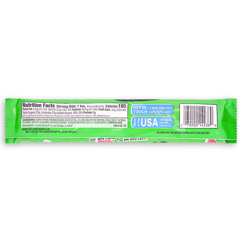 Laffy Taffy Watermelon Candy 1.5 oz. Back Ingredients