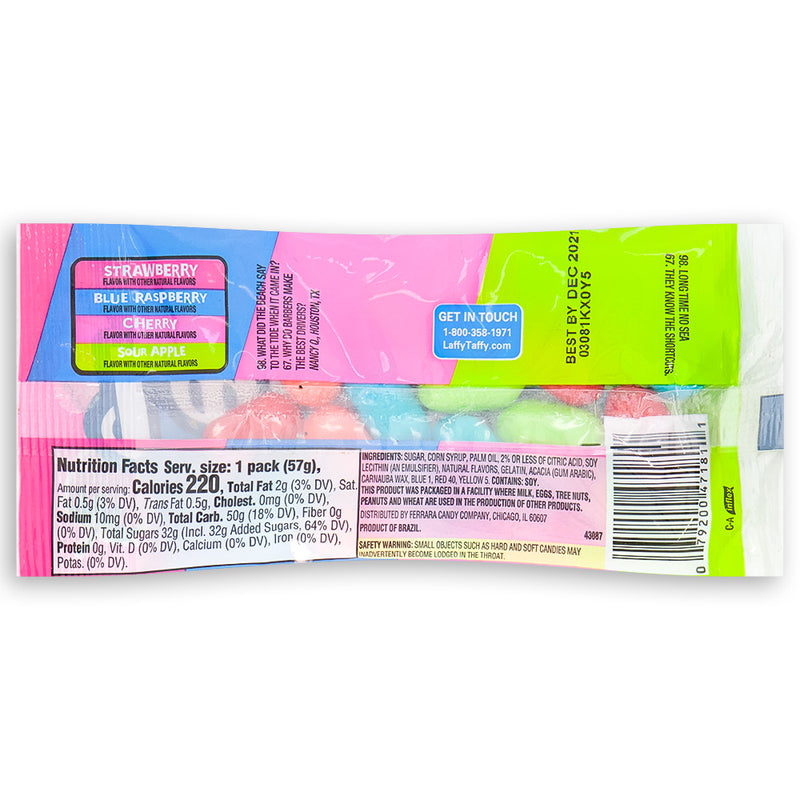 Laffy Taffy Candy Laff Bites 2 oz Back Ingredients