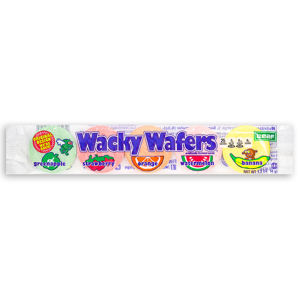 Wacky Wafers Candy 34g Front Wonka Candy