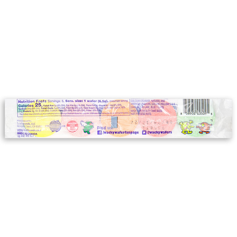 Wacky Wafers Candy 34g Back Ingredients Wonka Candy